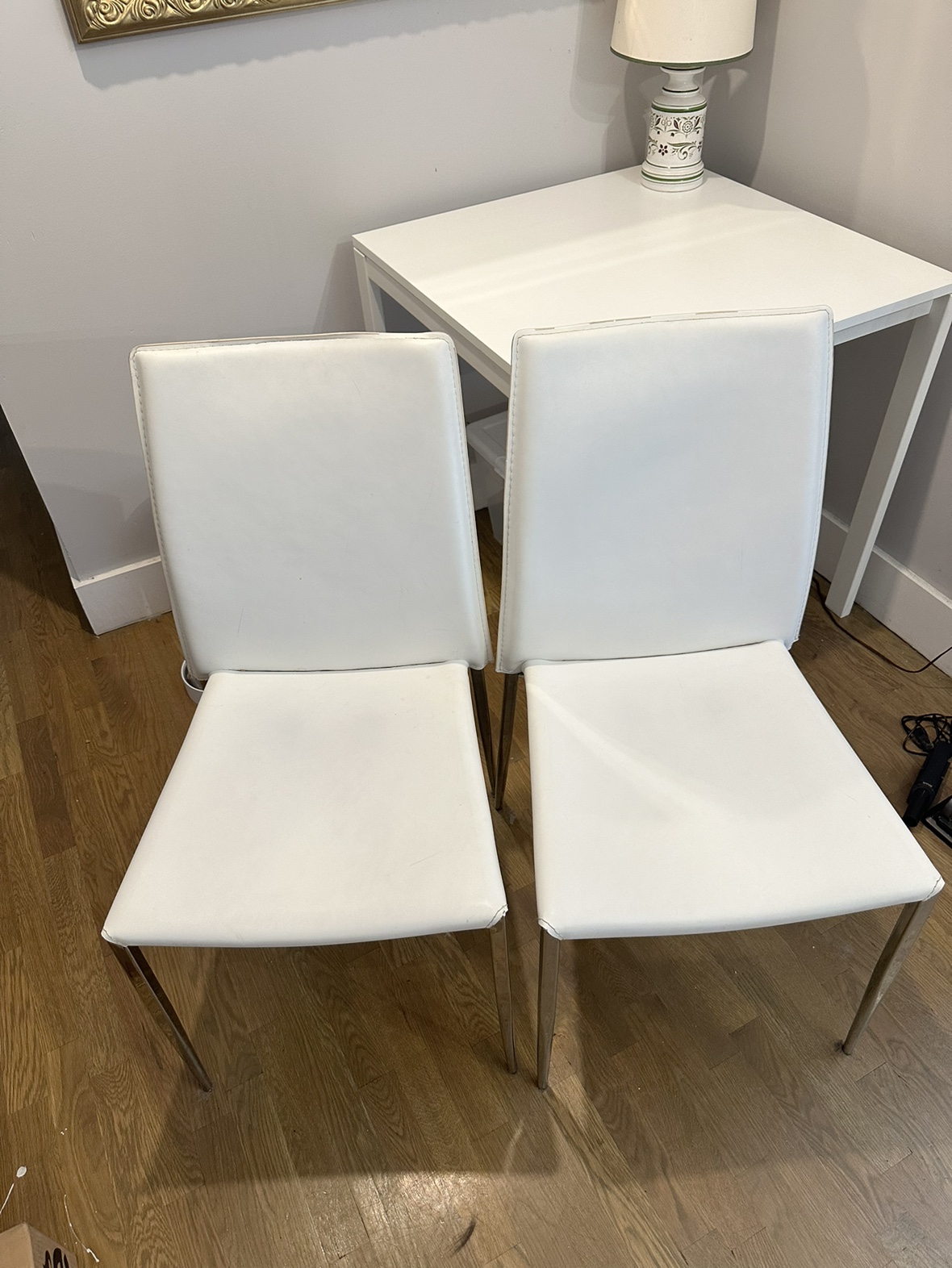 White Dining Table and Two Chairs - photo 2