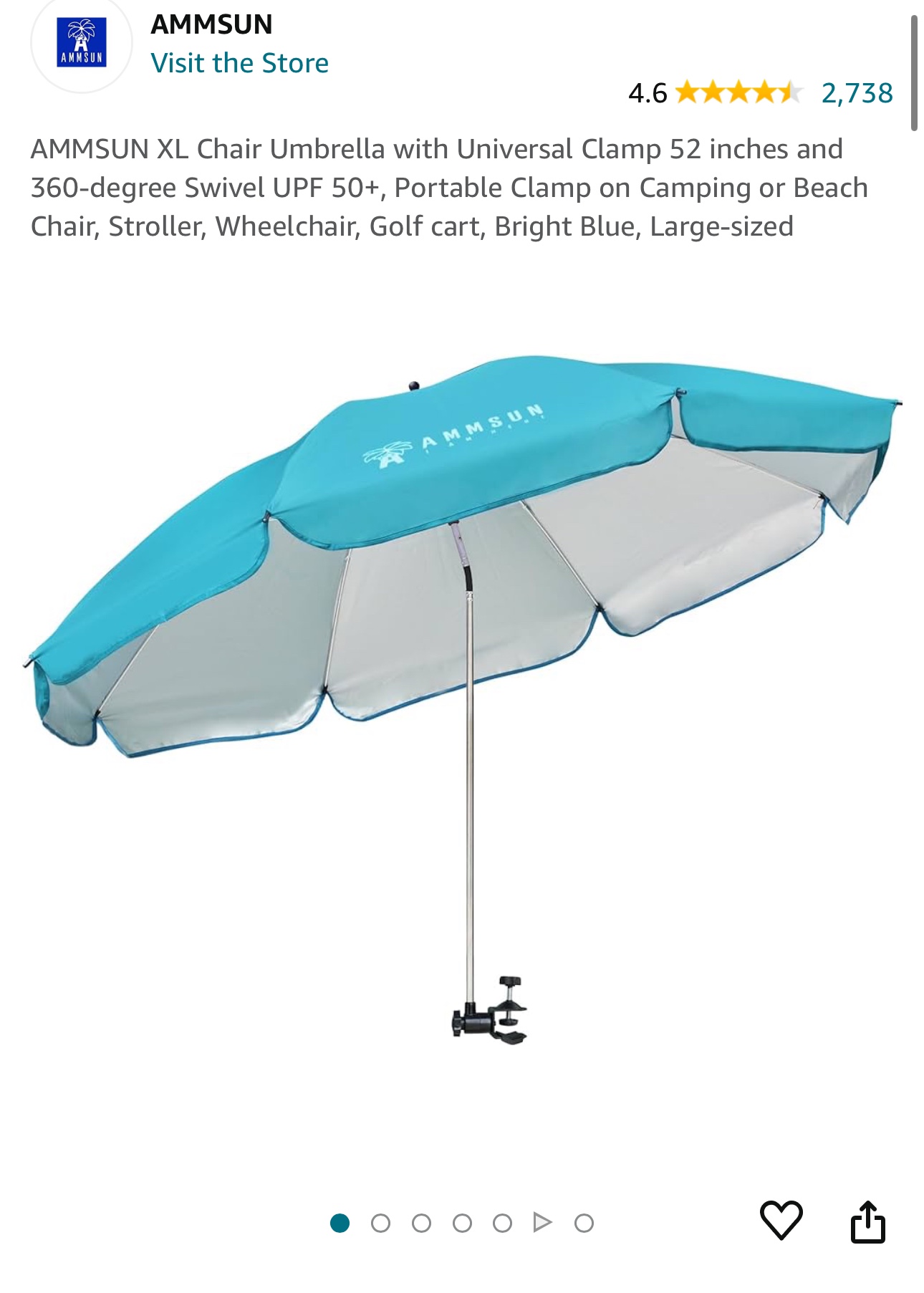 AMMSUN XL Chair Umbrella with Universal Clamp - photo 3