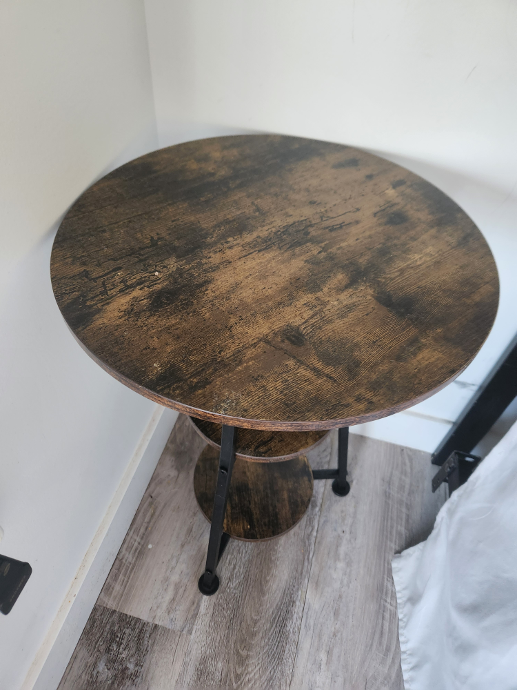 Round End Table with Two Shelves