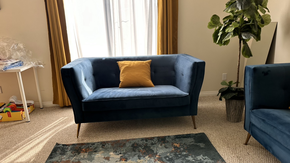 Structube Blue Velvet Sofa & Loveseat - photo 4