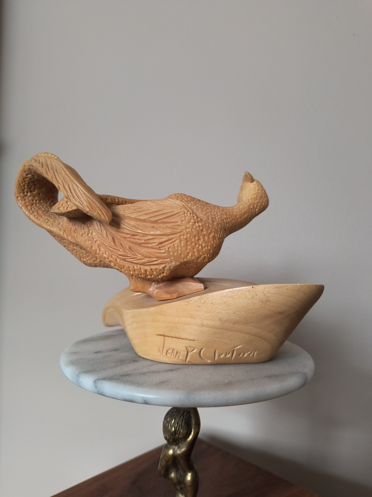 Hand-Carved Wooden Duck Sculpture - photo 2
