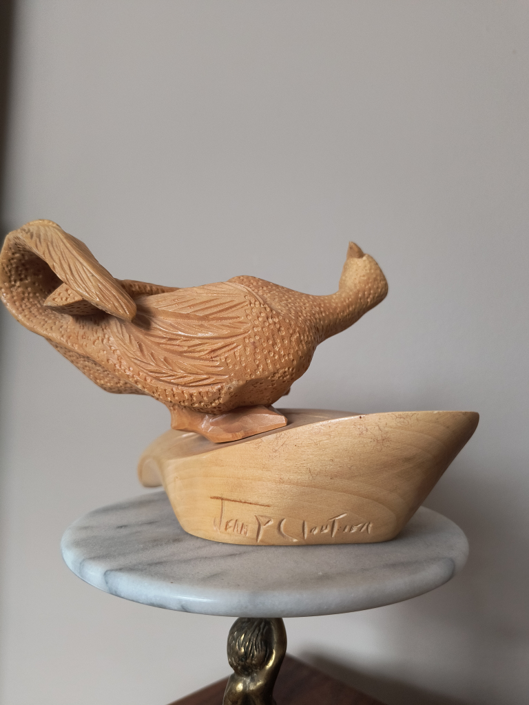 Hand-Carved Wooden Duck Sculpture - photo 3