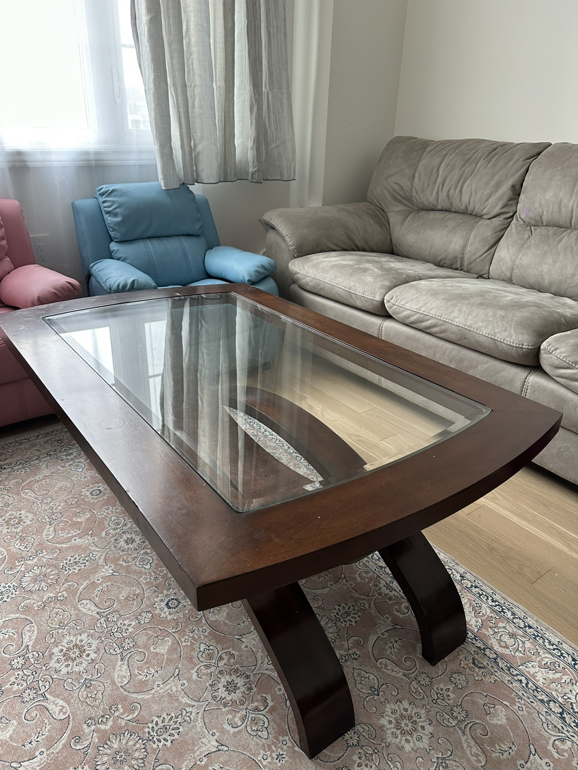 Glass Top Coffee Table with 2 Side Tables