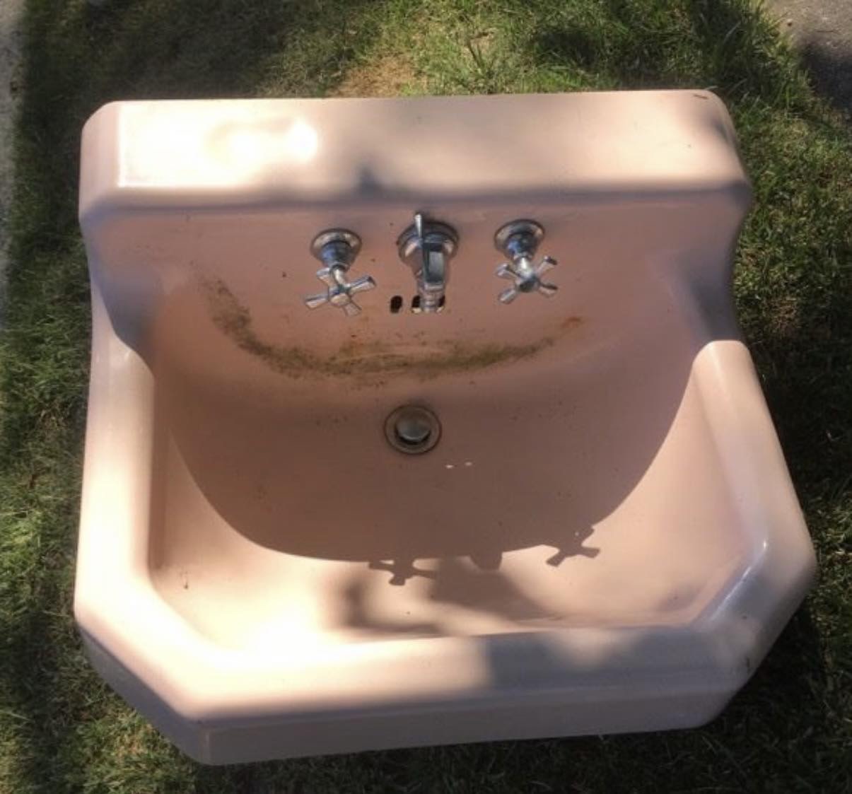 1950s pink bath sink cast iron wall mounted bathroom knobs