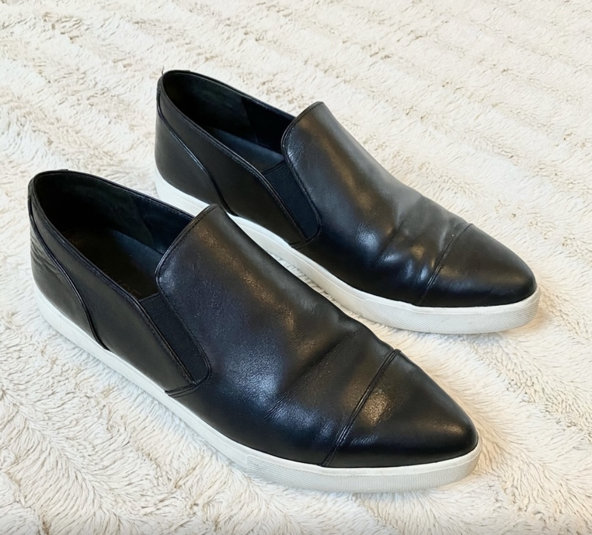 Vince Black Leather Slip-On Sneakers thumbnail
