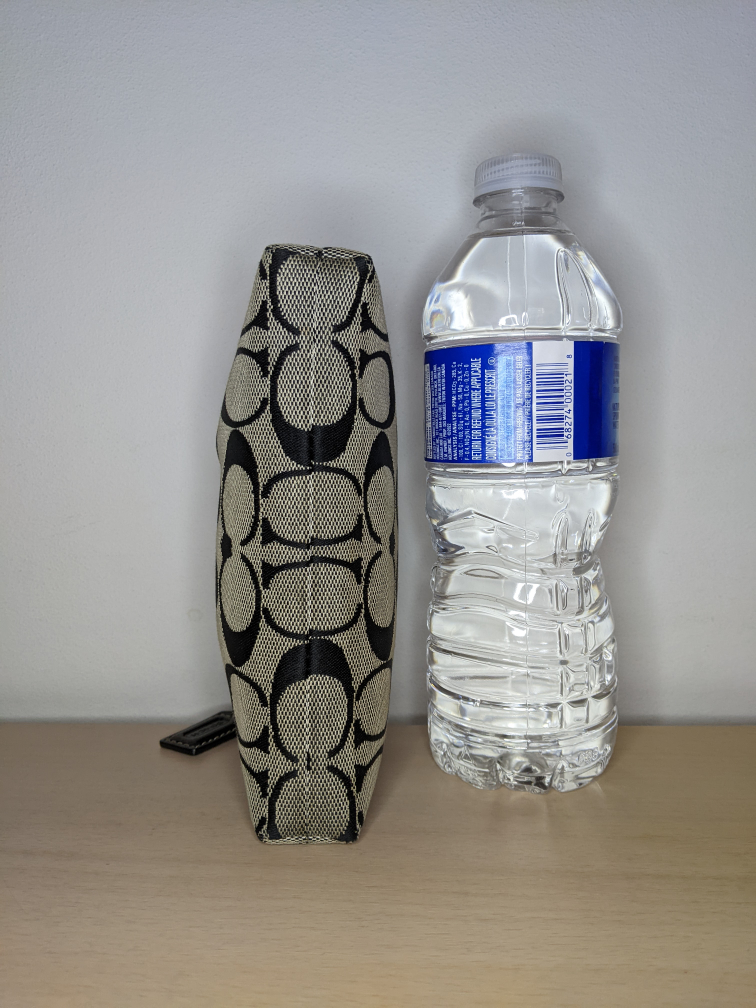 COACH Signature C Corner Zip Pleated Leather Grey Sateen image indicator(5)