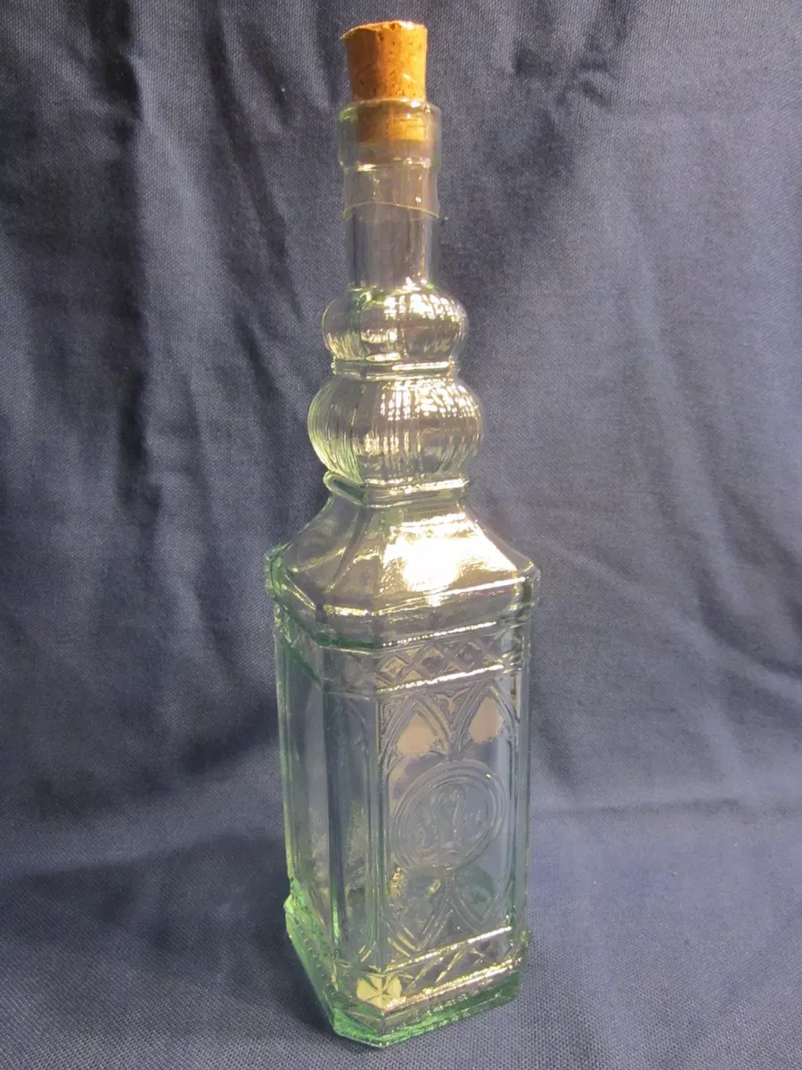 Glass Bottle Shabby Chic Green