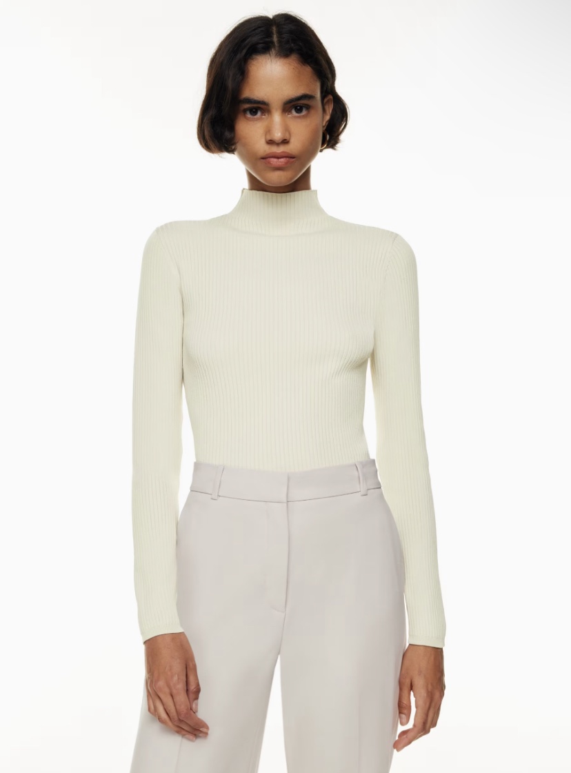BABATON Cream Mock Neck Sweater