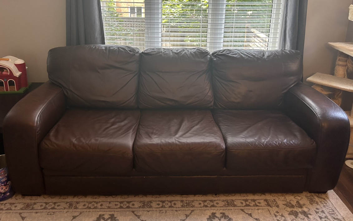 2 Brown Leather Sofa - MUST GO - photo 2