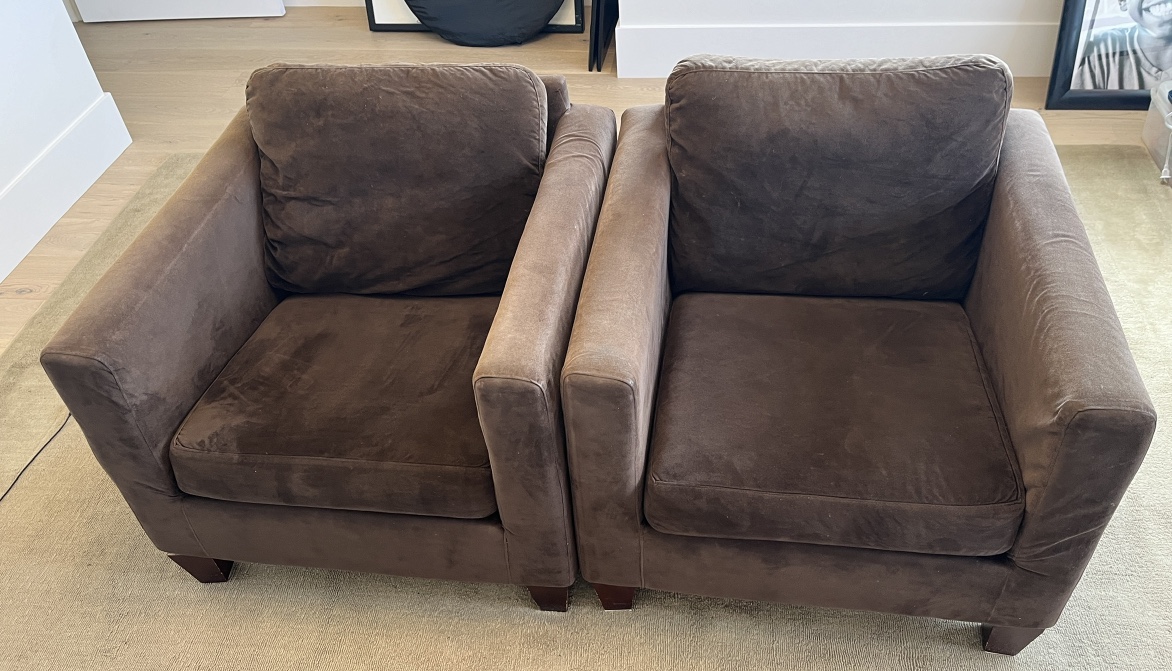 Brown velvet chairs thumbnail