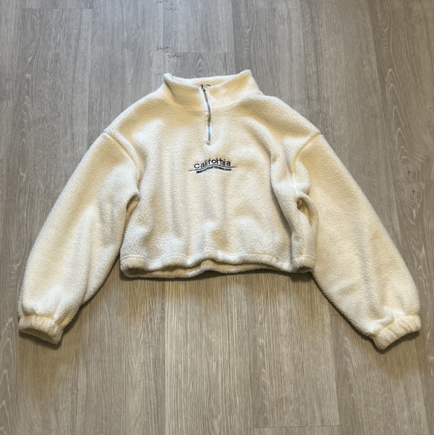 Women Stand Neck Fleece Cropped Hoodie