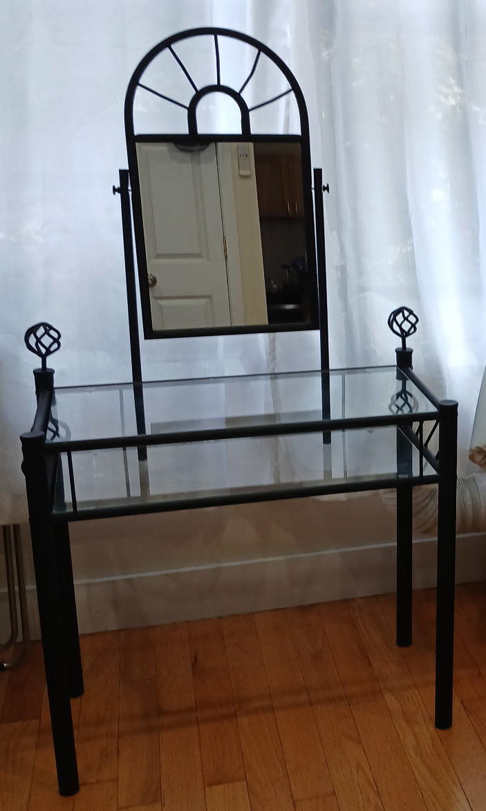 Black Metal Vanity Set with Mirror and Standing Tall Mirror - photo 2
