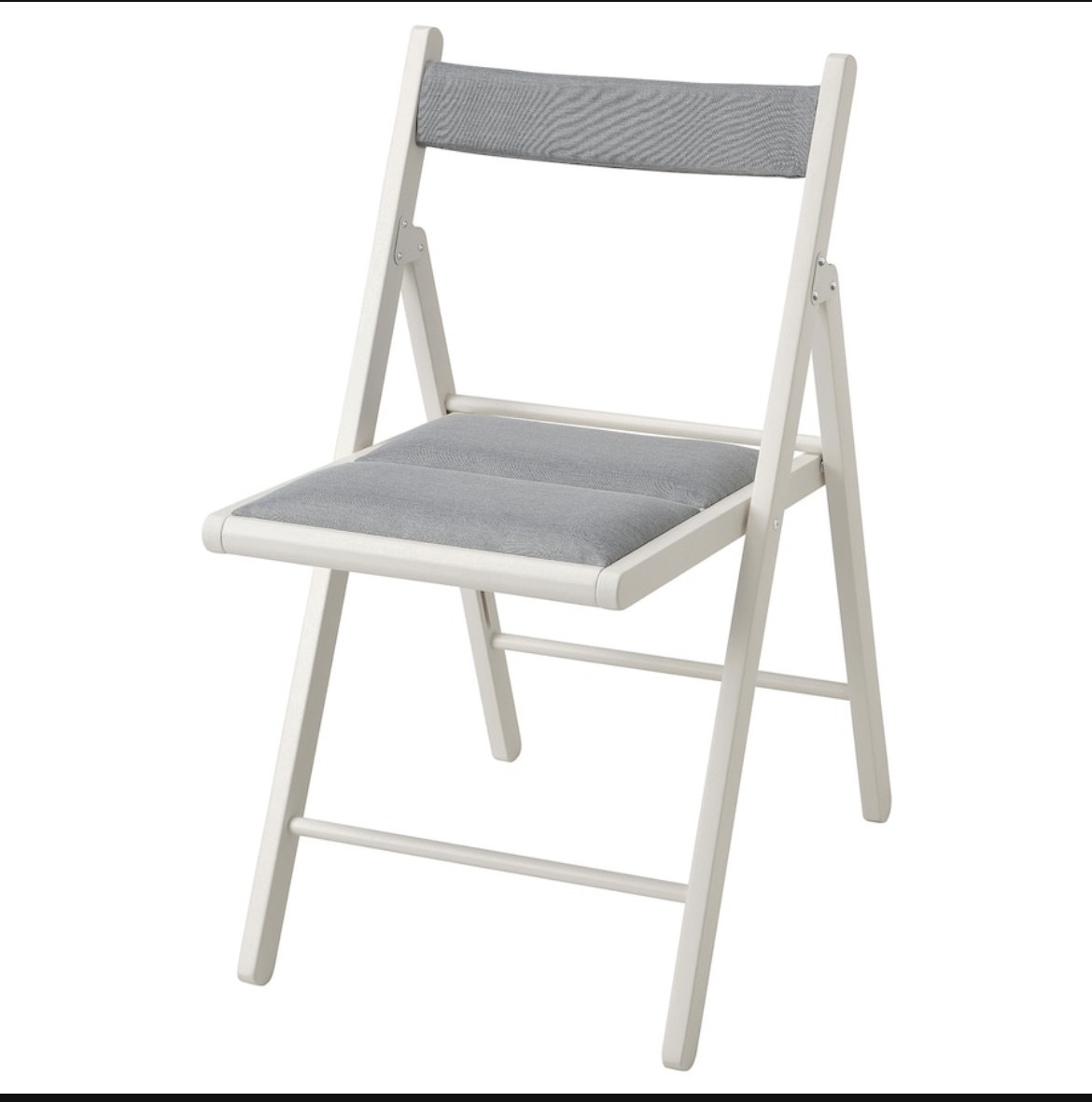 A Set of IKEA’s FROSVI White Folding Chairs with Grey Cushion