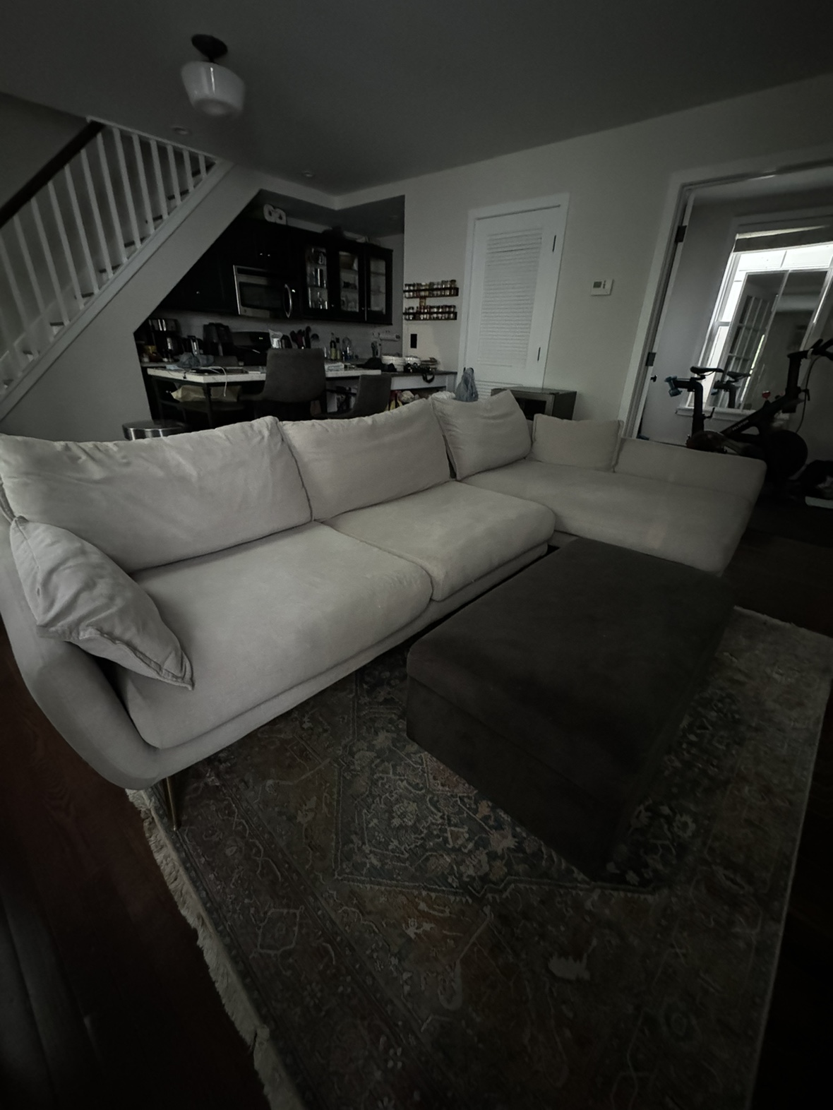 Beige couch with chaise