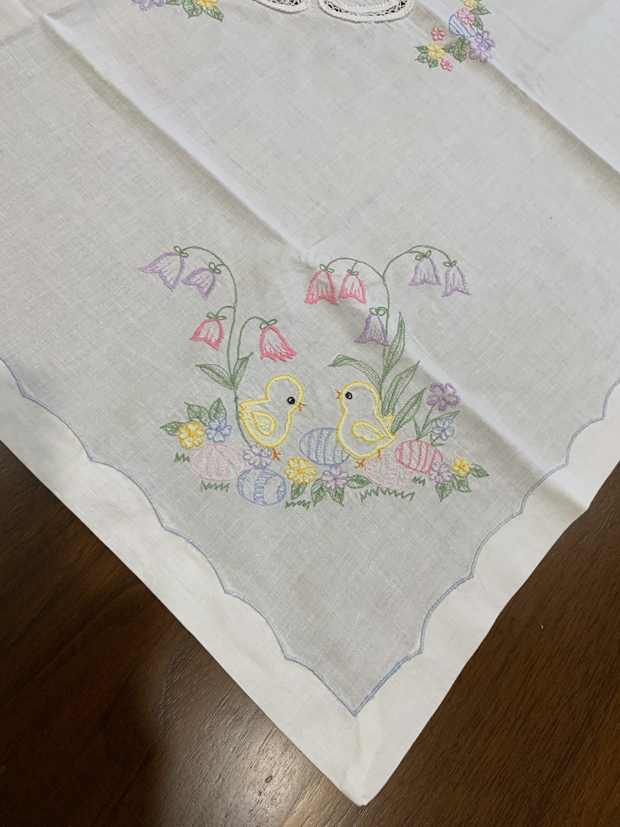 Embroidered Lace and Cotton Easter Themed Tablecloth image indicator(6)