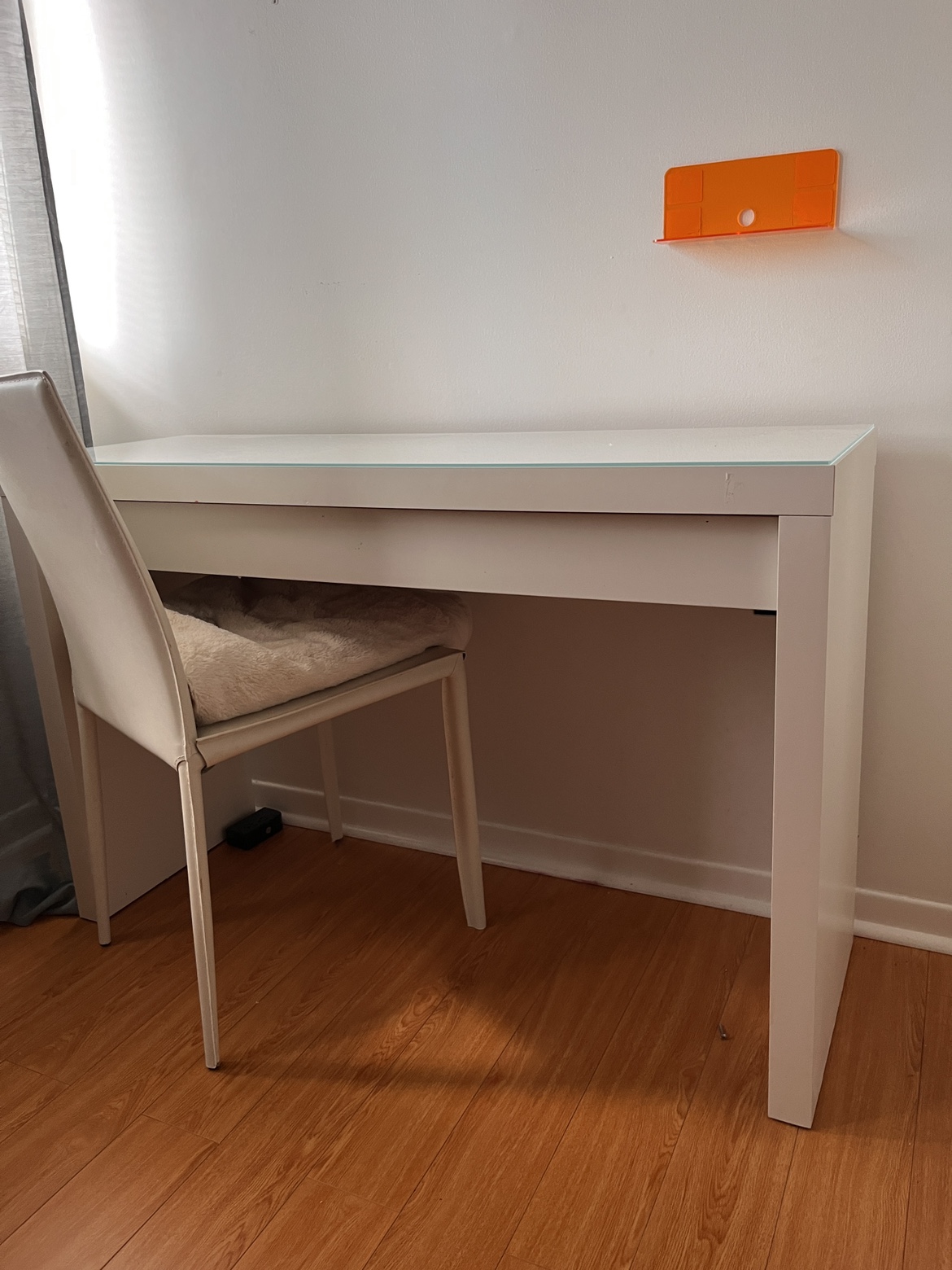 IKEA desk and leather chair