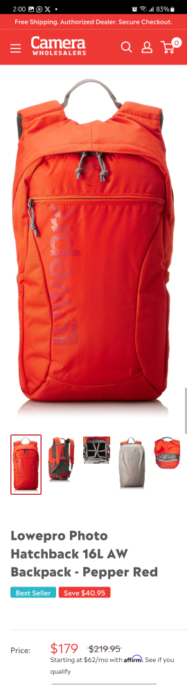 Lowepro Photo Hatchback 16L AW Backpack - Pepper Red image indicator(9)