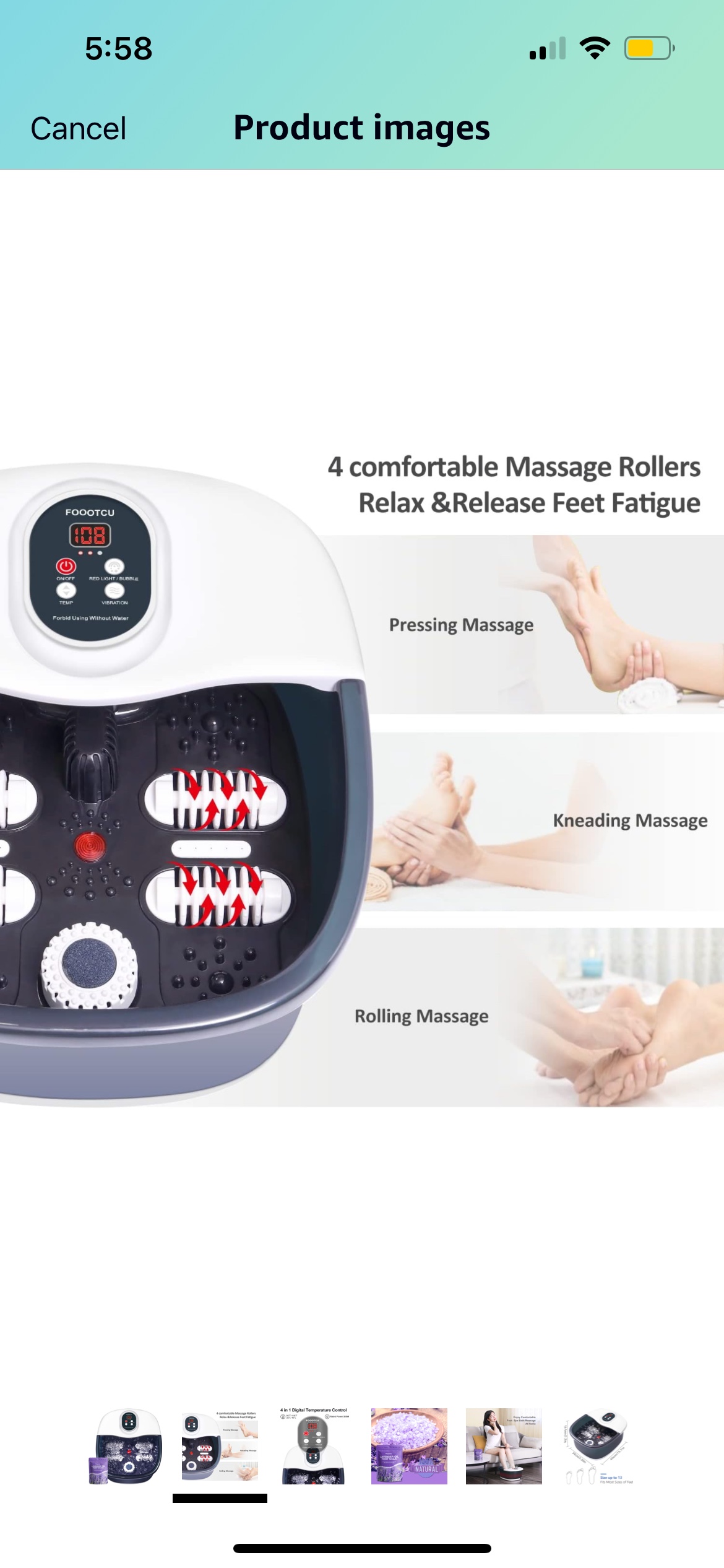 Foot Spa Bath Massager with Heat Bubbles and Vibration Massage image indicator(4)