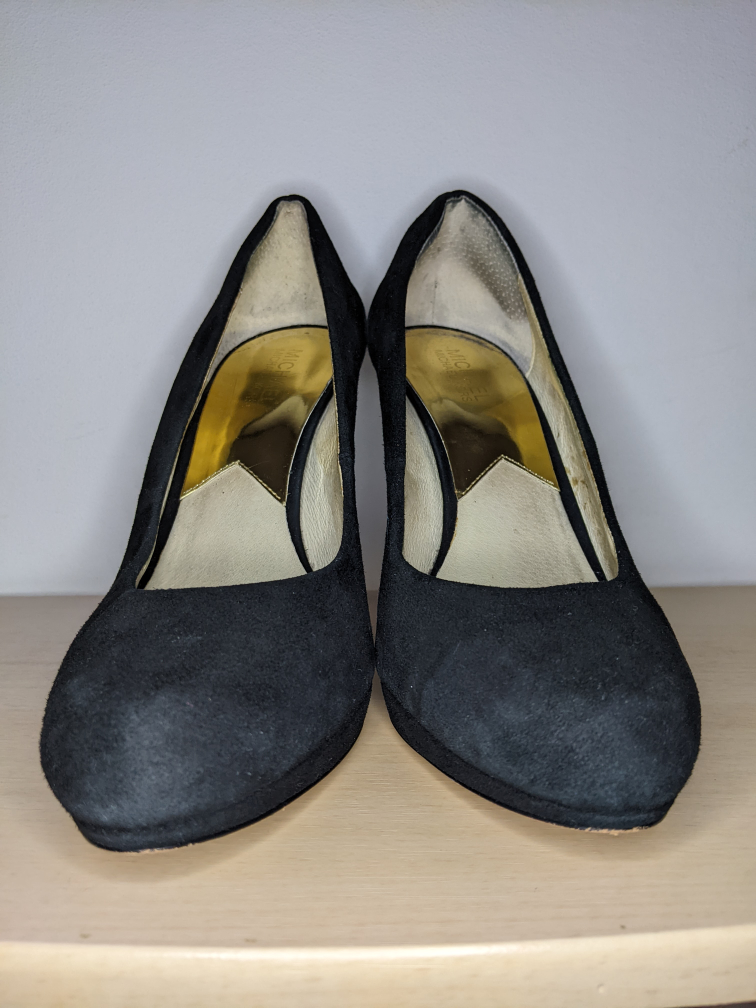 Michael Kors Sz 10 Black Suede Stiletto High Heel Pumps Shoes image indicator(2)