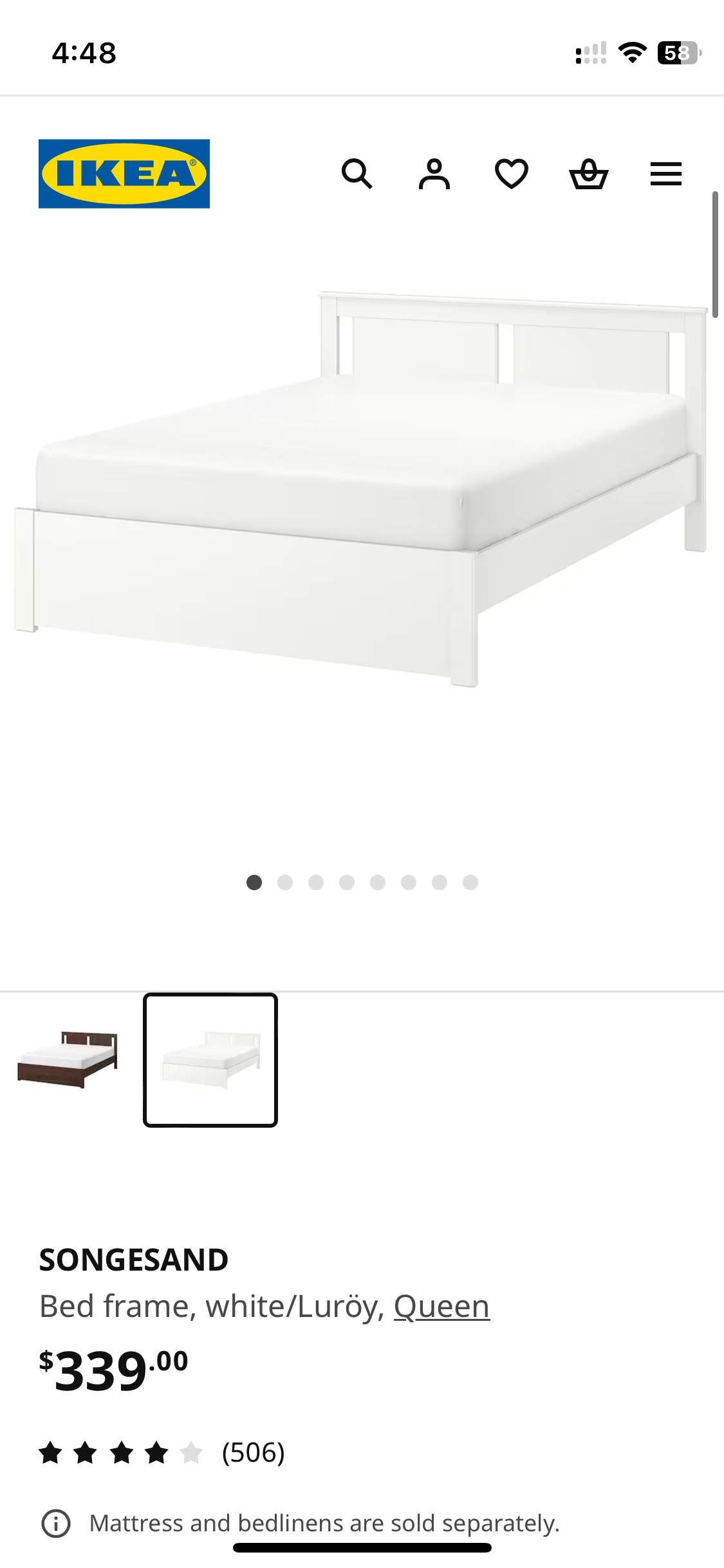 Ikea bed frame and mattress (Queen size) - photo 4
