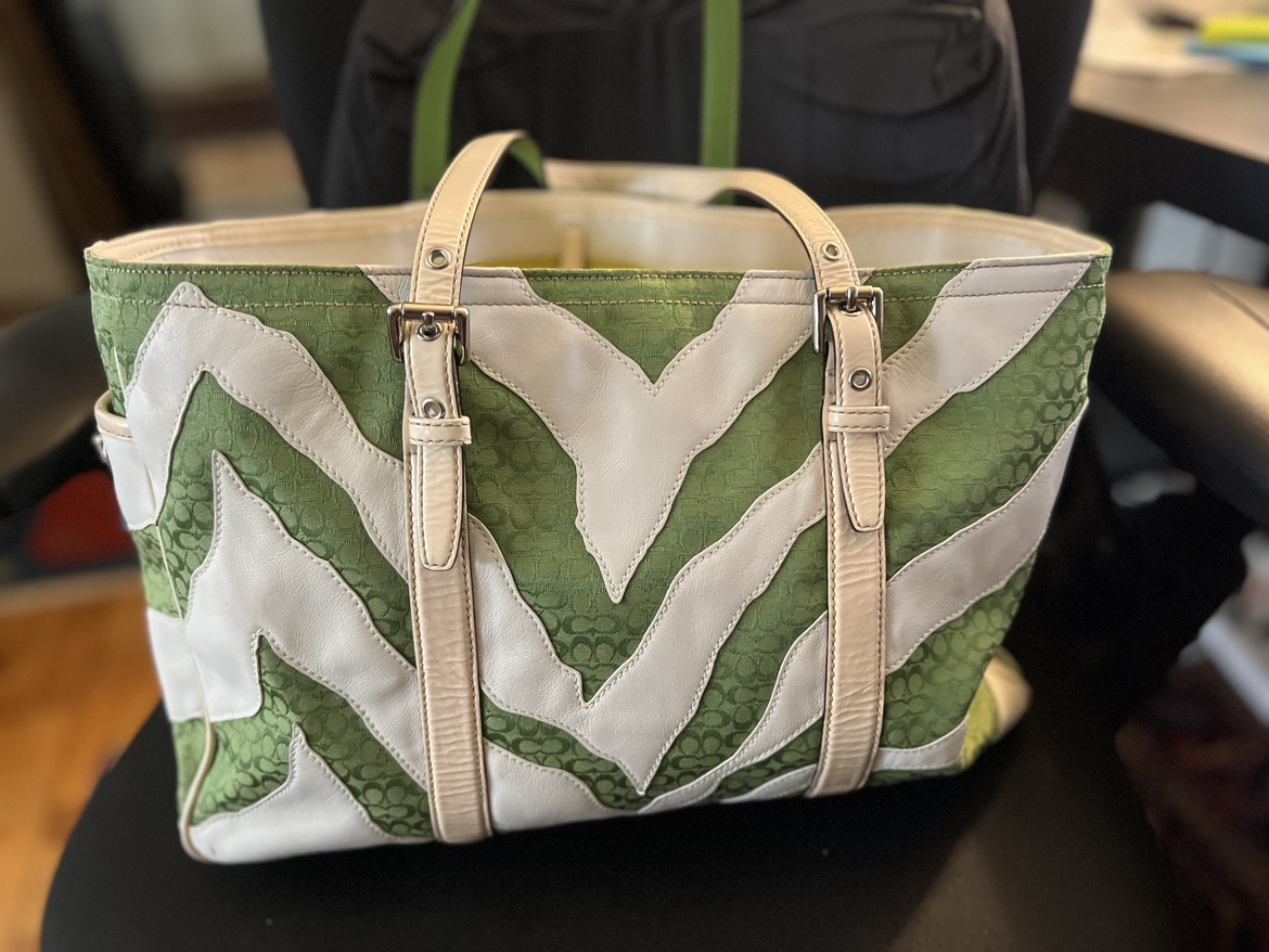 Coach Green and White Bag image indicator(3)