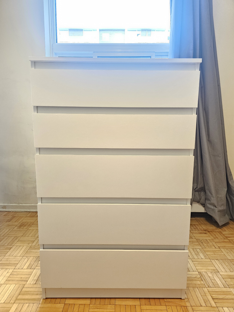 IKEA MALM 5 drawer dresser white