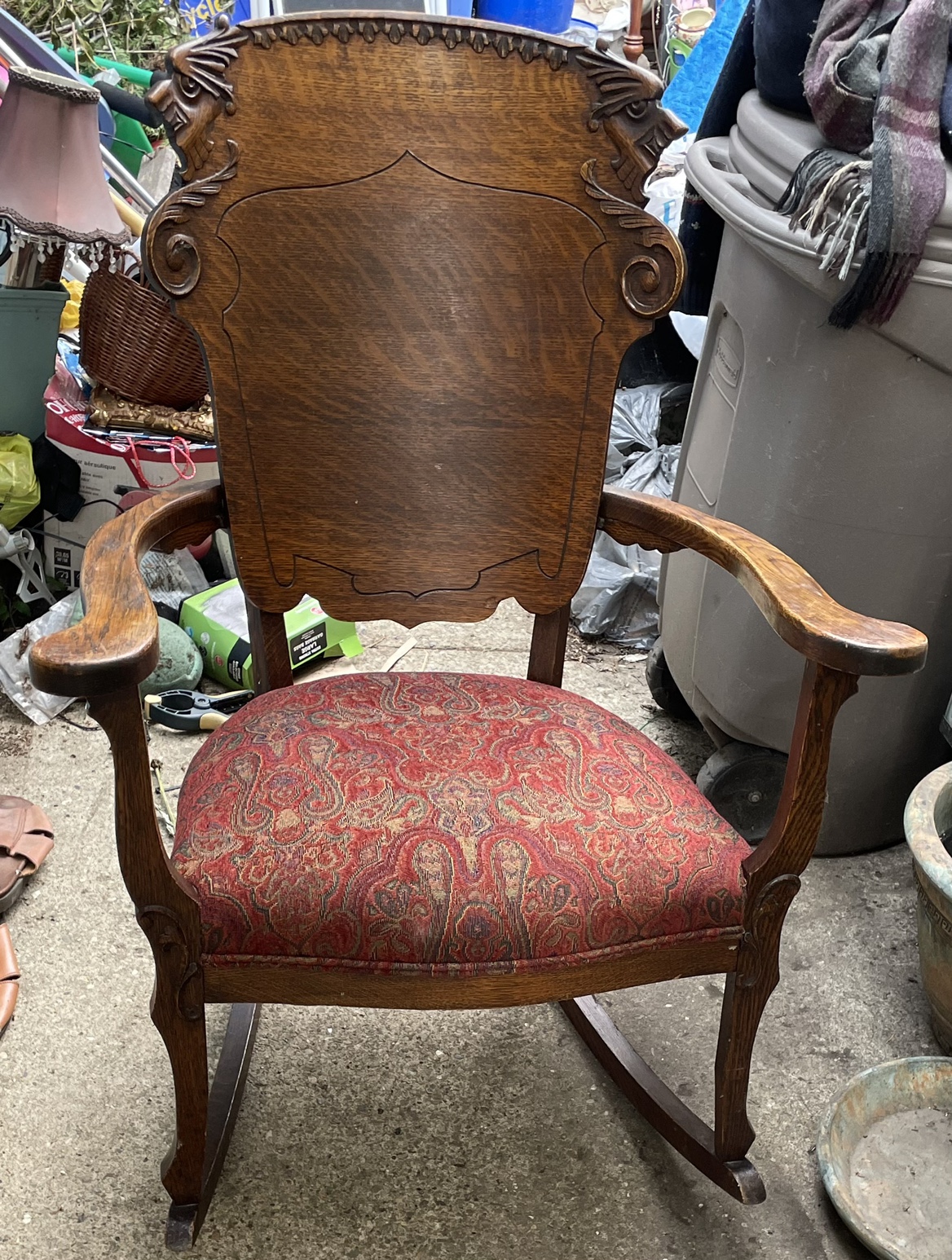 Antique hand carved oak rocker - photo 2