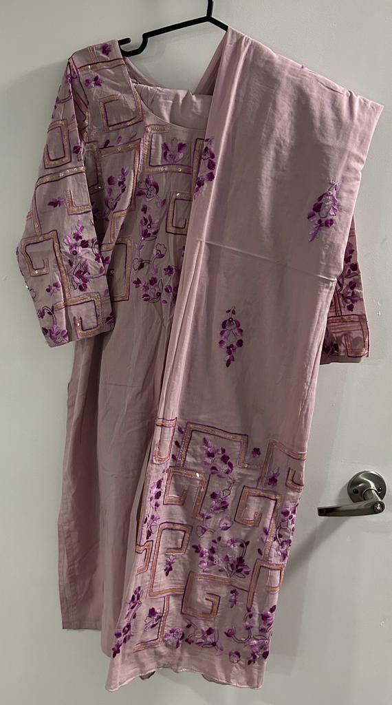 Embroidered Rustic Pink Suit 3 Piece