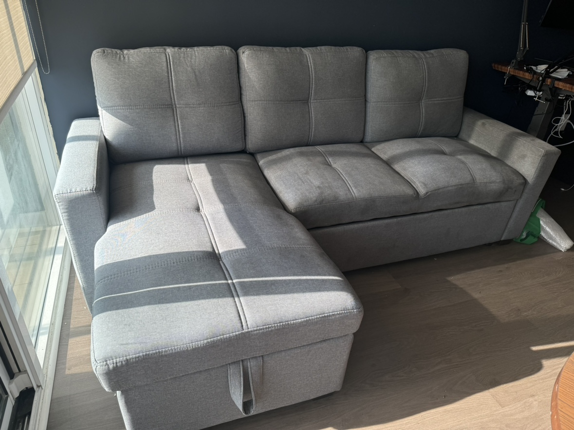 Grey Sectional Sofa with Pull-out Bed - photo 2