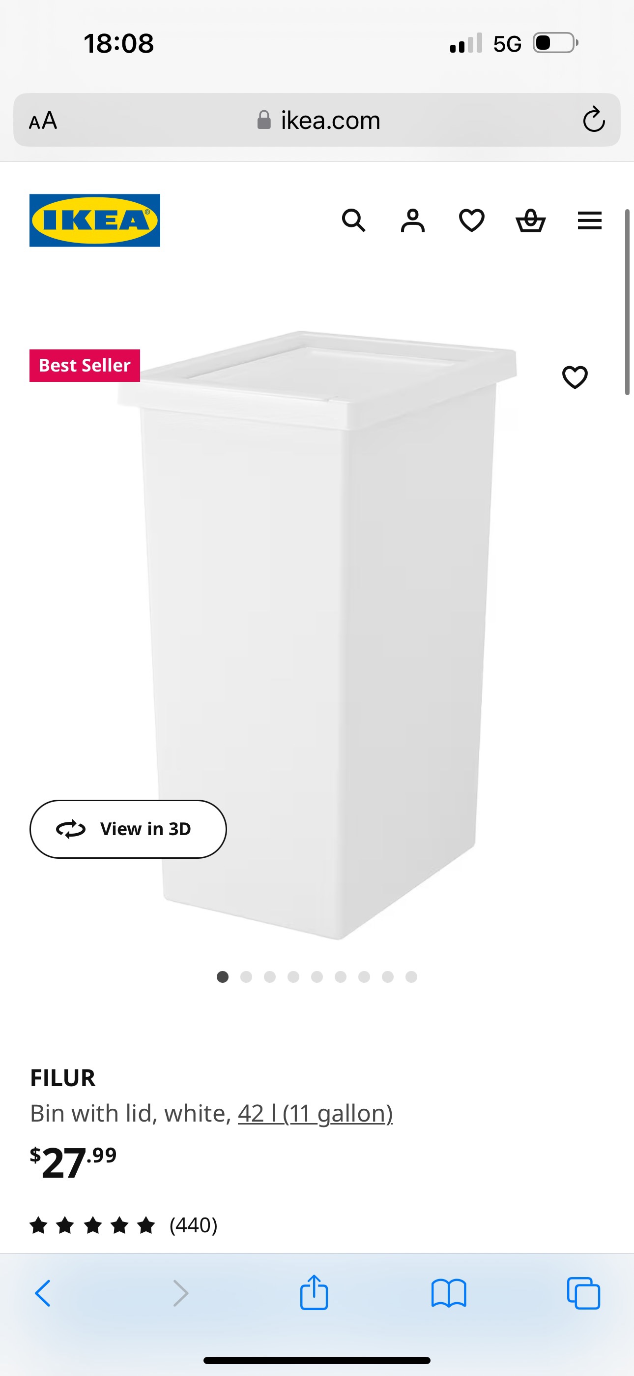 IKEA bin with Lid 42l(11 gallon) thumbnail