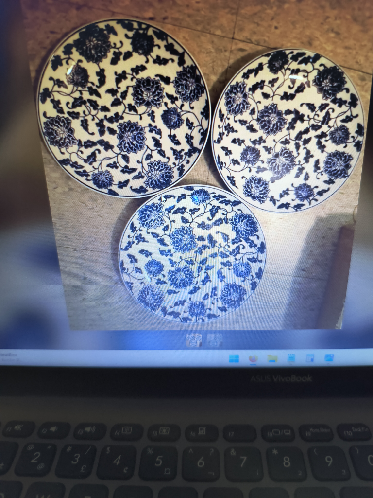 Blue and White Tang Floral Plates thumbnail
