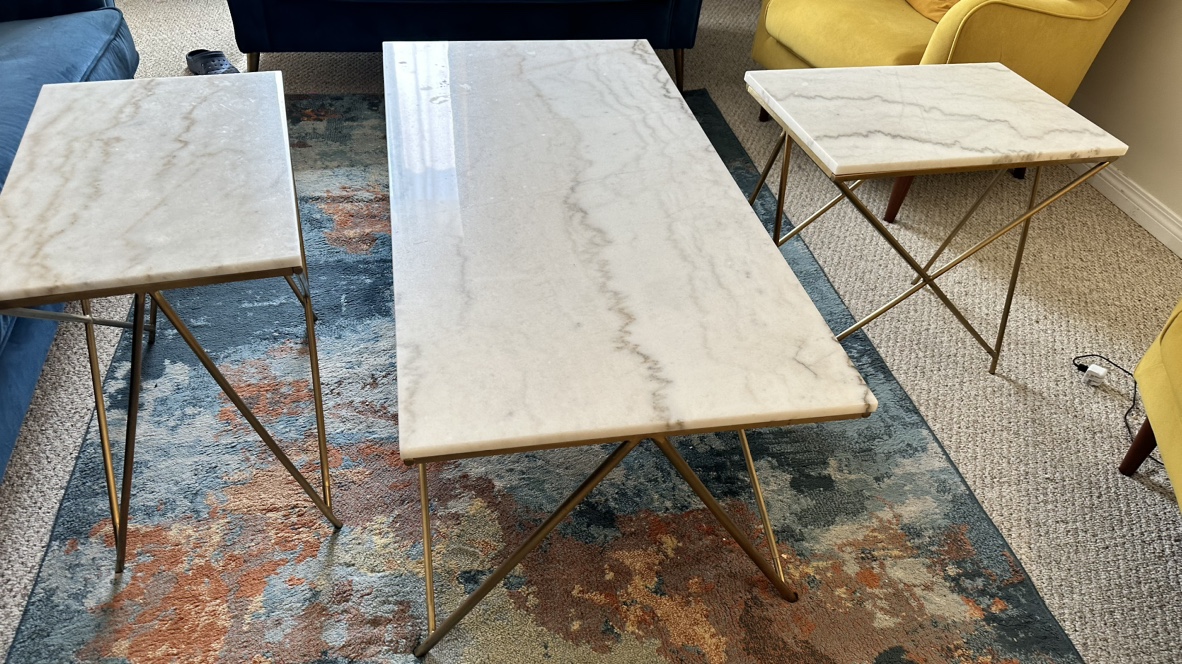 Structube Marble Brass Coffee Table Set - photo 2