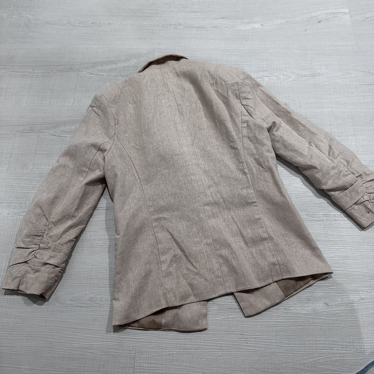 Seductions Beige Shoulder Padded Single Button Blazer image indicator(2)