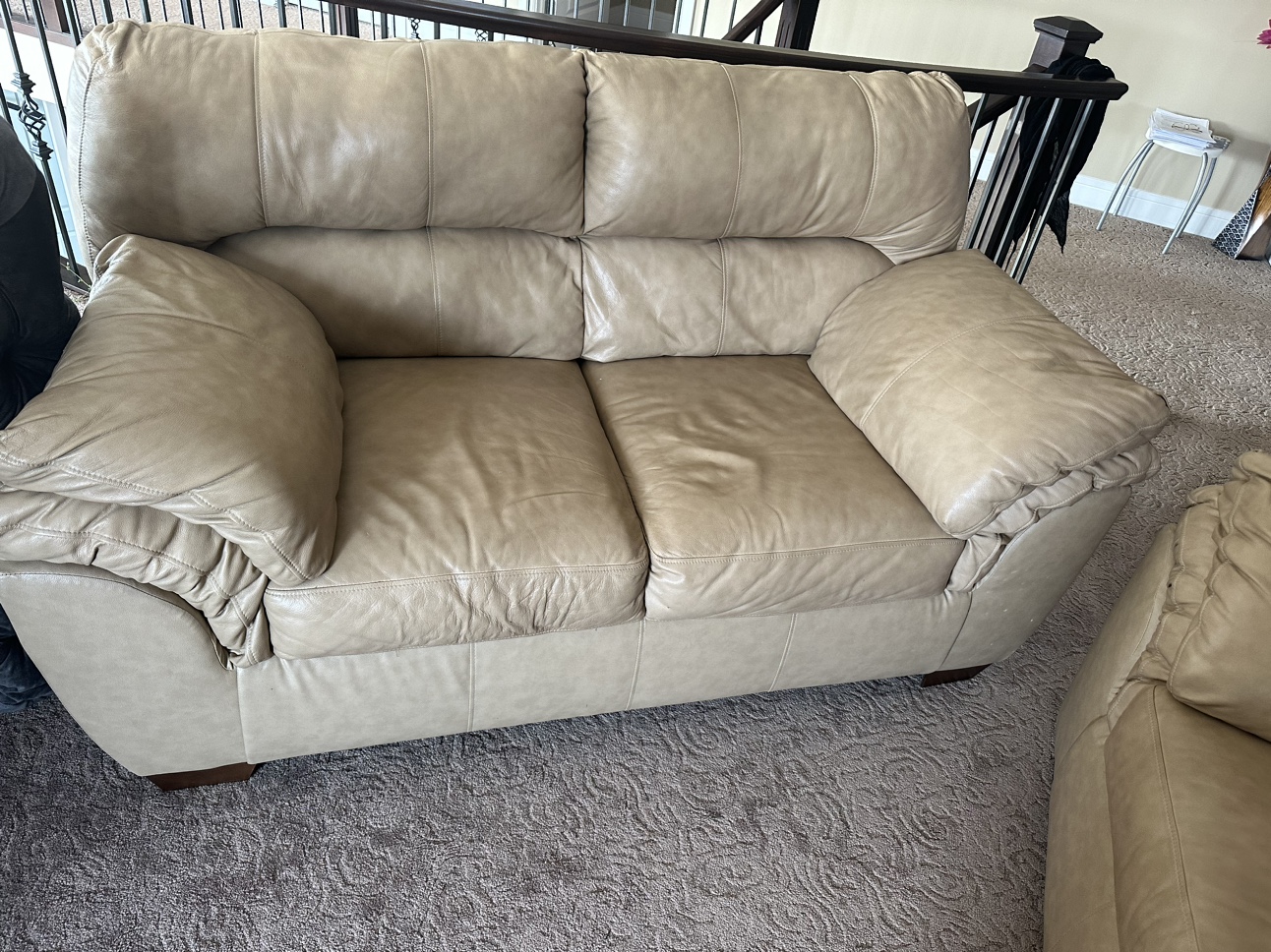 Leather 2 pieces sofa set