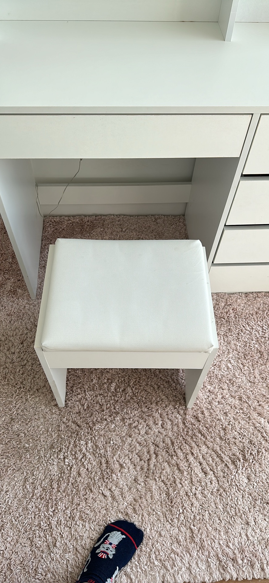 White Vanity Desk with Stool thumbnail