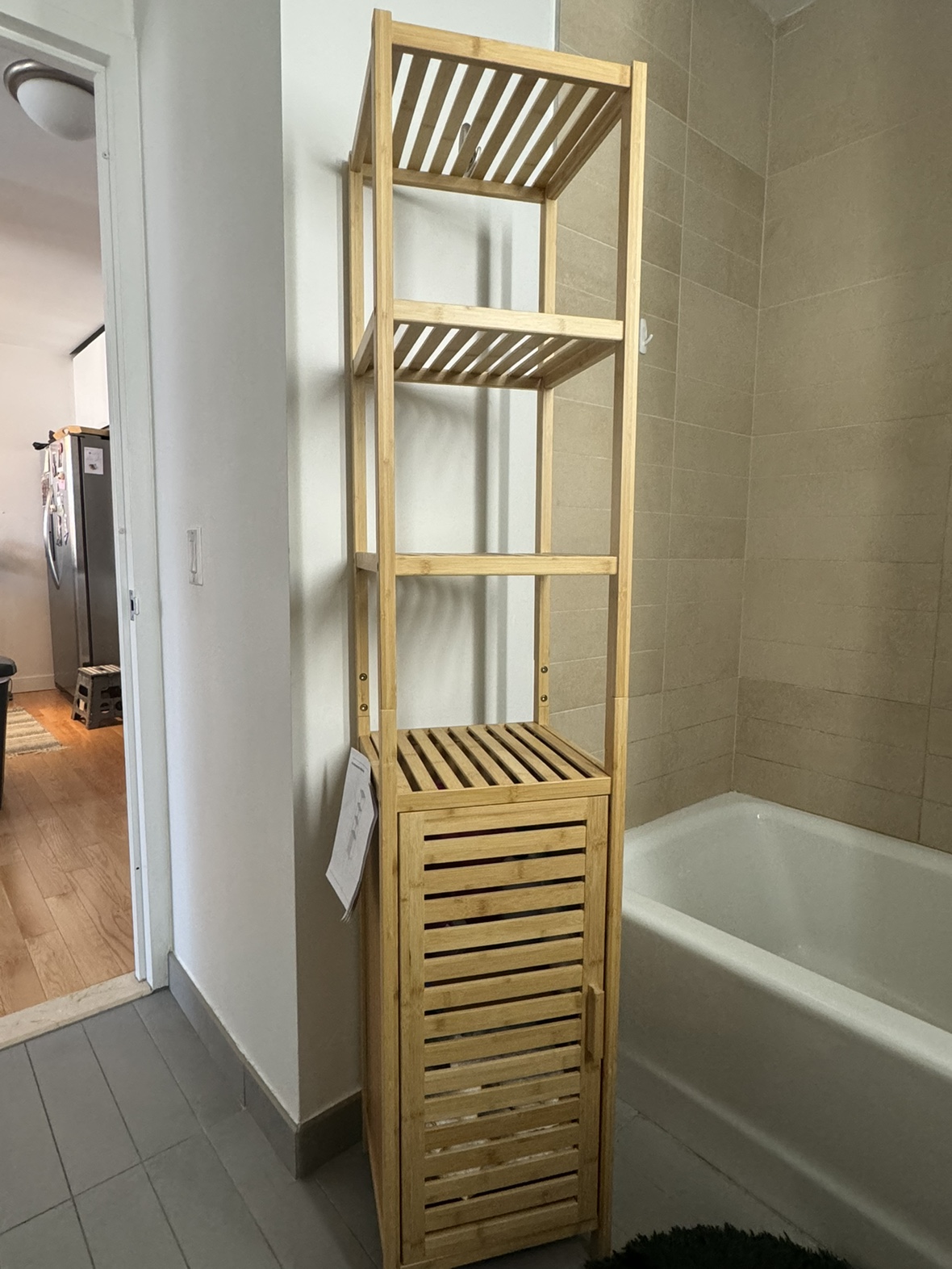 Natural Bamboo Storage Tall Slim Cabinet