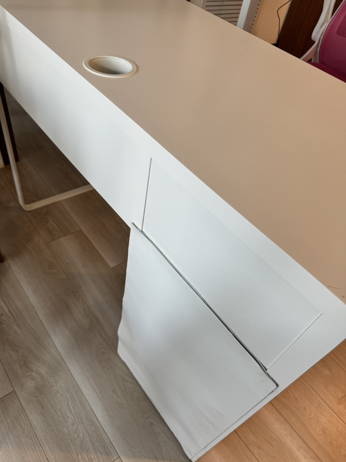 White Desk with Drawer and Cable Hole - photo 5