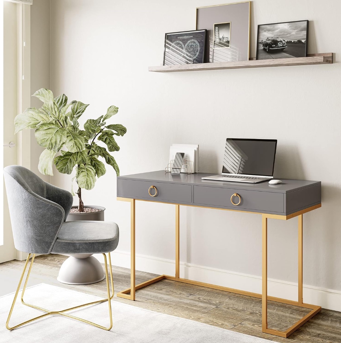 Gray Desk with Gold Legs - Move out sale!