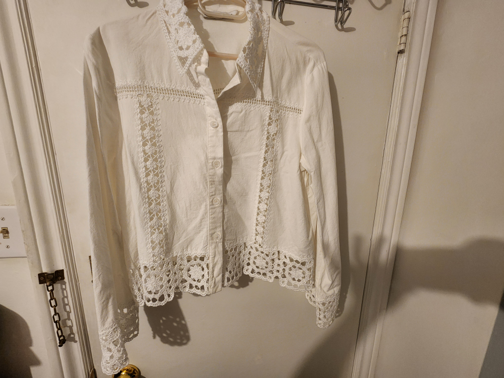 Zara White Crochet Detail Blouse