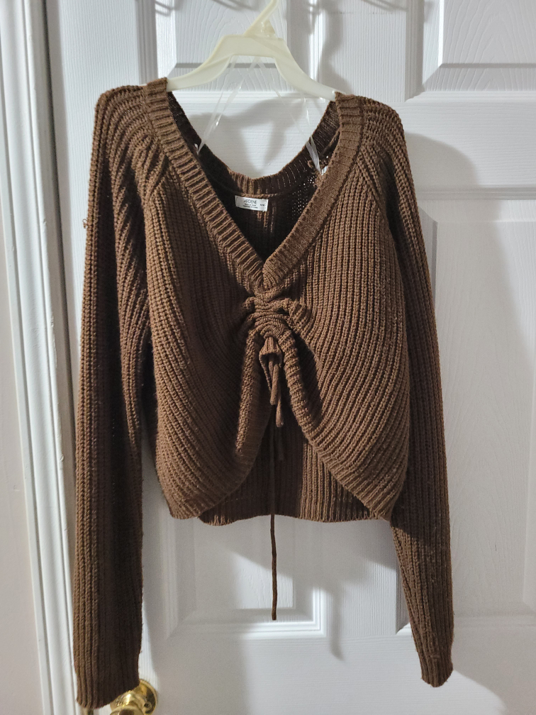 Brown Knit Cropped Sweater thumbnail