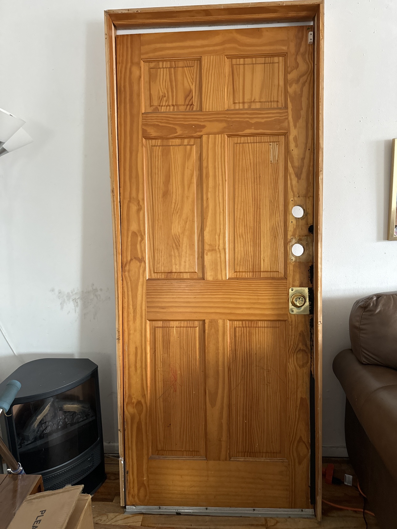 Solid oak front door 36 x80 with door frame also solid oak thumbnail