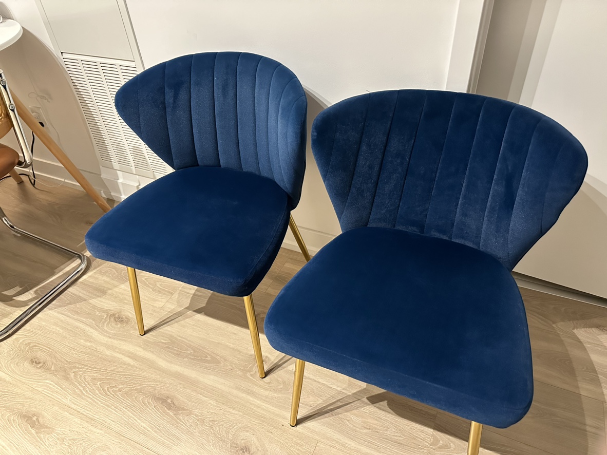 Blue and gold Velvet Side/accent/vanity Chair - photo 5