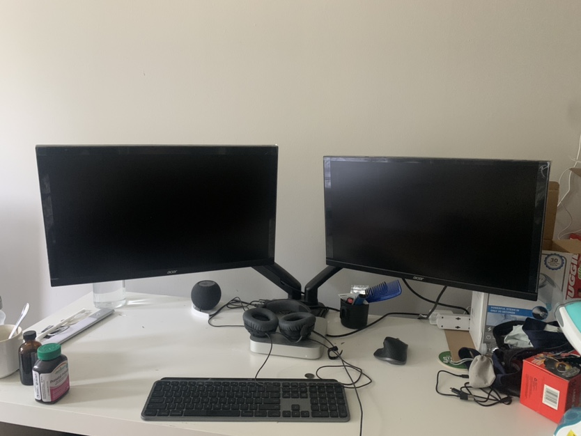 2 Acer Monitor with Dual Arm Monitor Stand