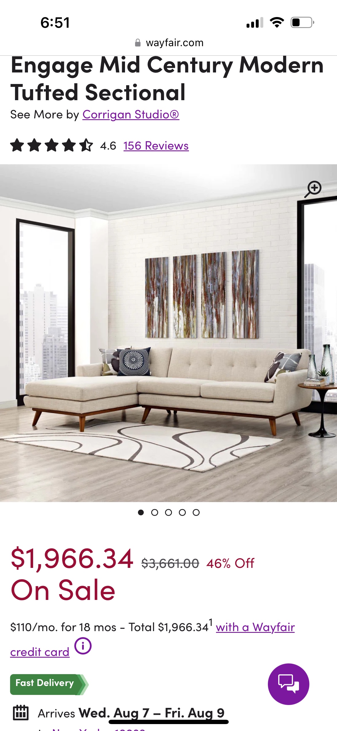Left hand sectional couch