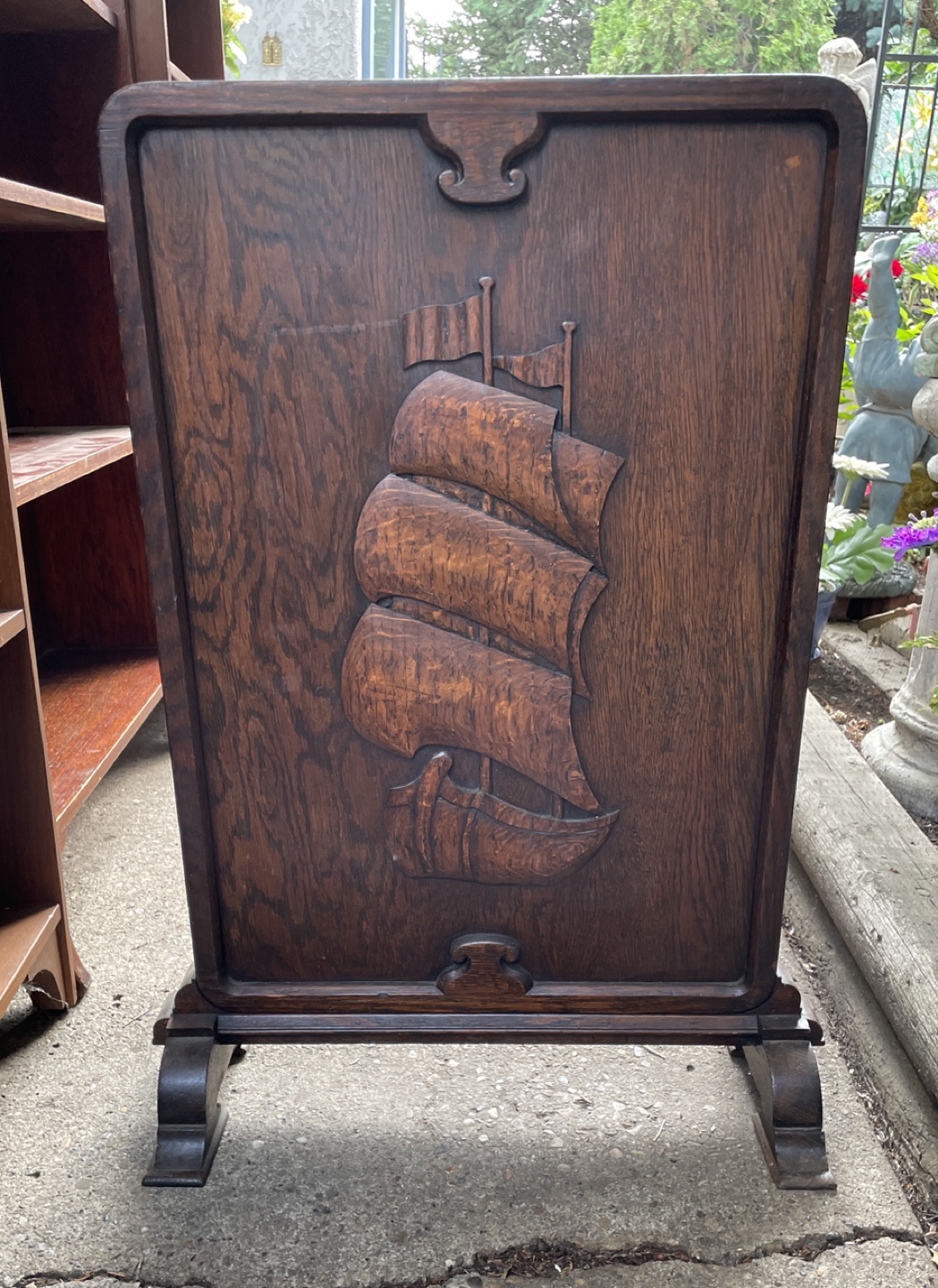 Antique Wooden Fireplace Screen