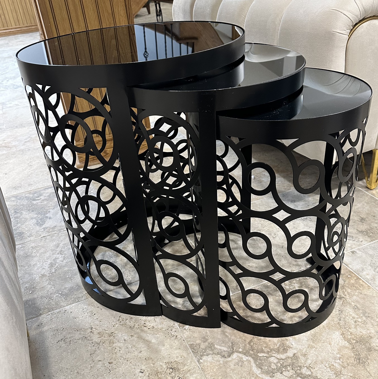 Metal and glass coffee table set for sale - photo 3