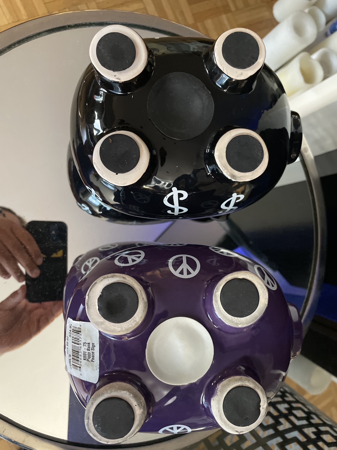 Porcelain Peace Sign Piggy Bank and Money Sign Piggy Bank image indicator(8)