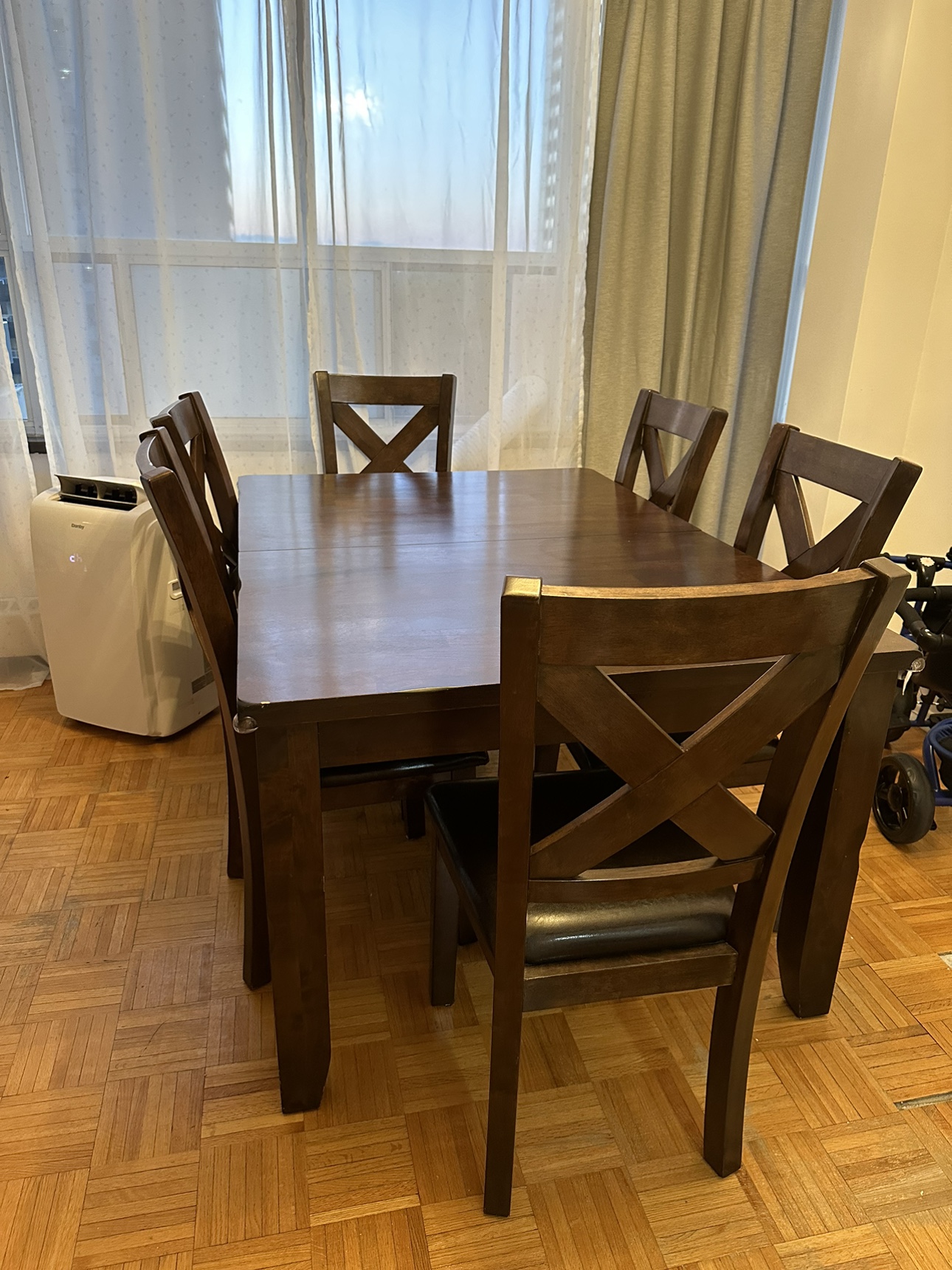 Dining set with table 6 chairs and extension - photo 4