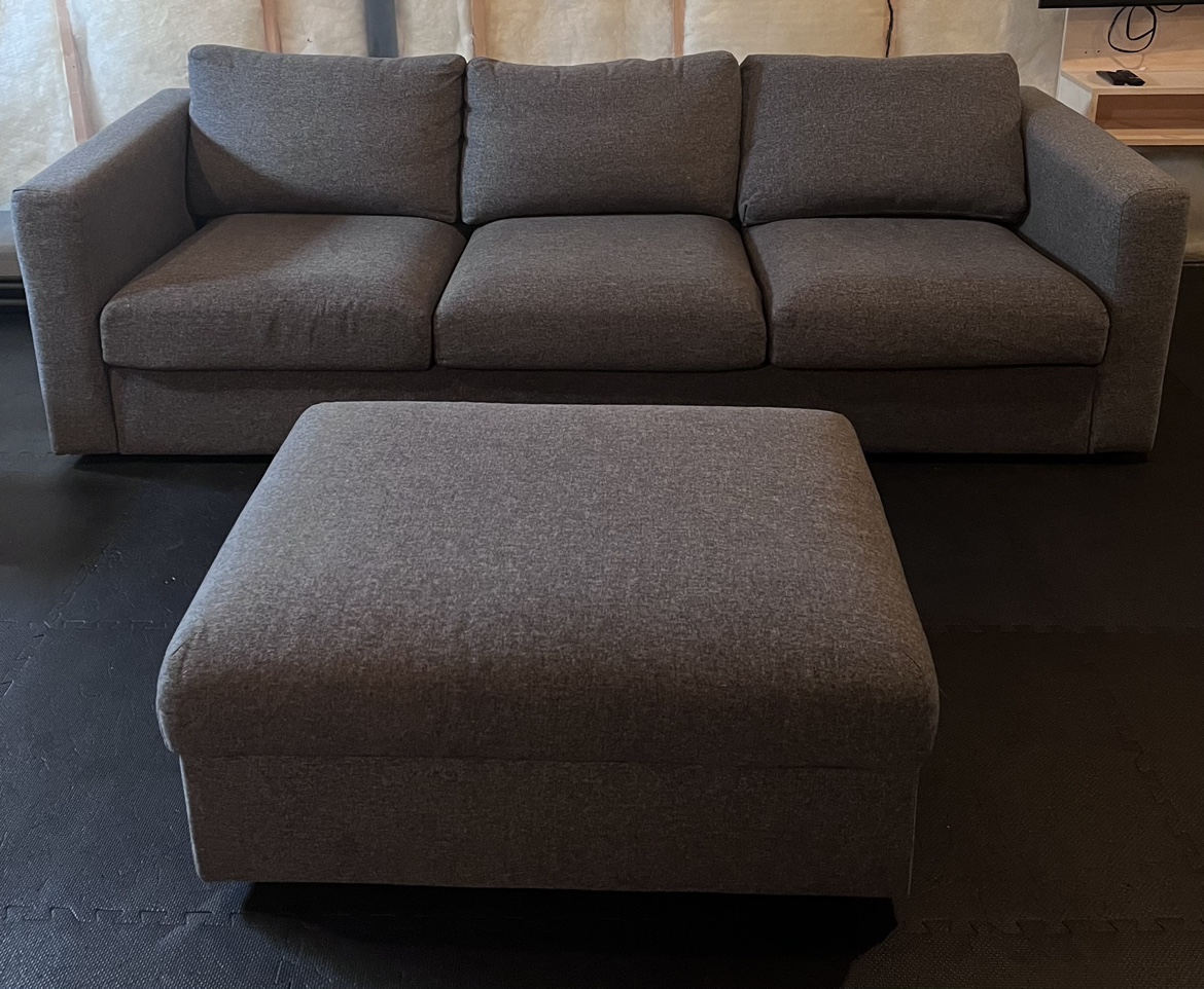 IKEA 3 seater couch with Ottoman thumbnail