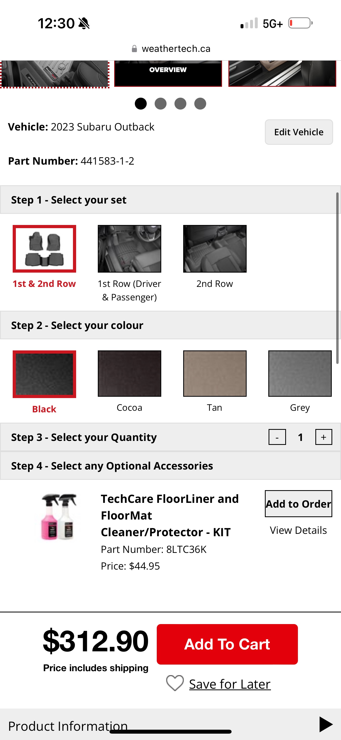 WeatherTech FloorLiner for 2023 Subaru Outback - photo 2